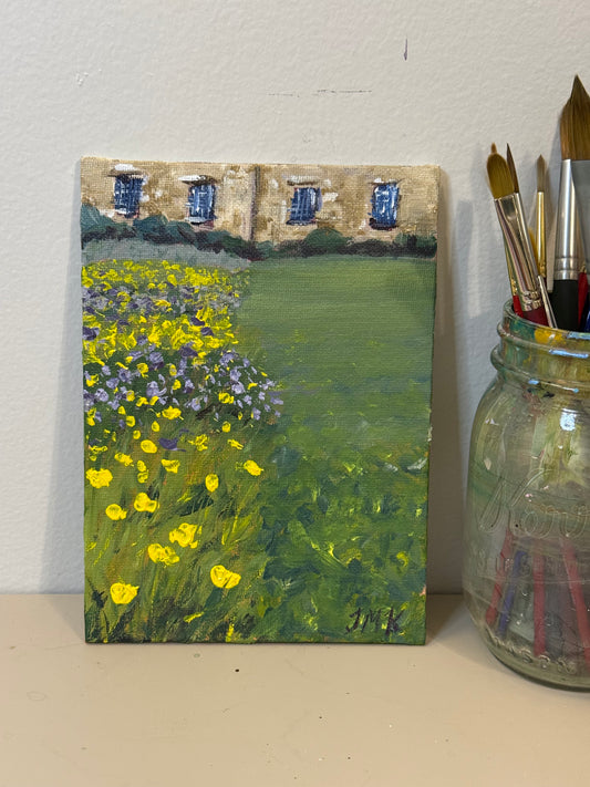 Cambridge Spring Flowers Original 5x7" Acrylic Painting