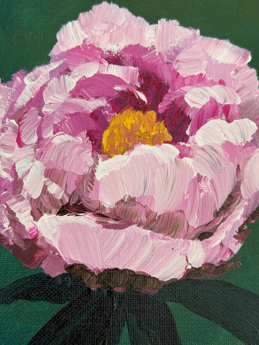 Original Pink Peony 5x7" Acrylic Painting