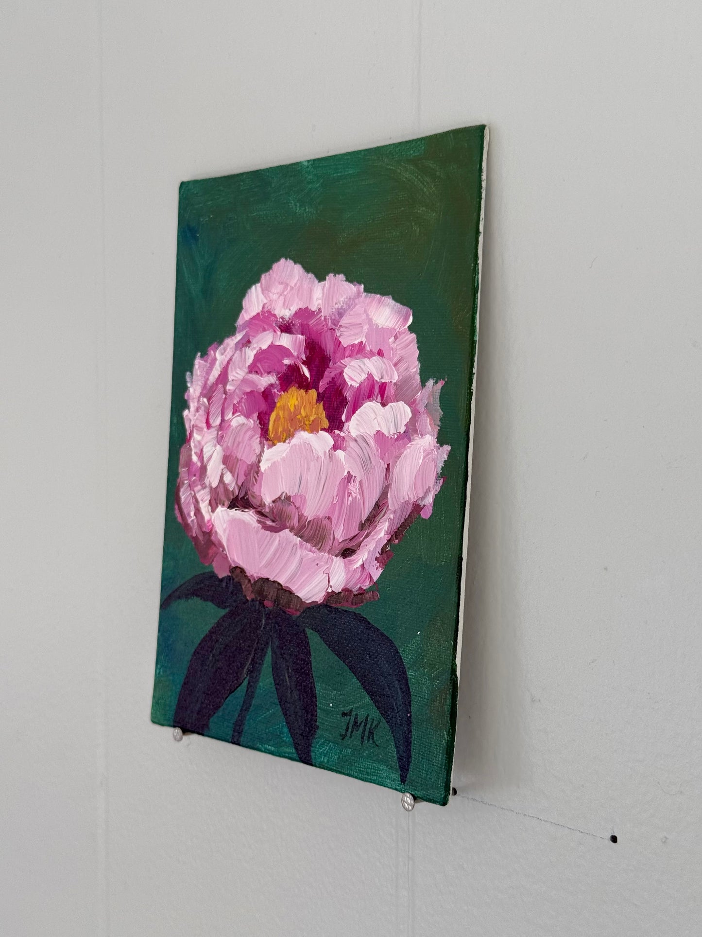 Pink Peony 5x7" Original Acrylic Painting