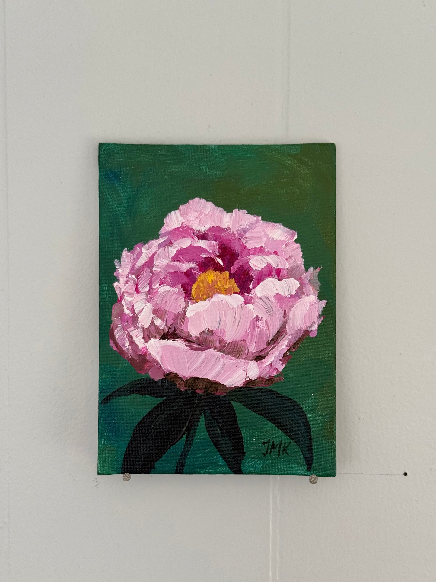 Original Pink Peony 5x7" Acrylic Painting