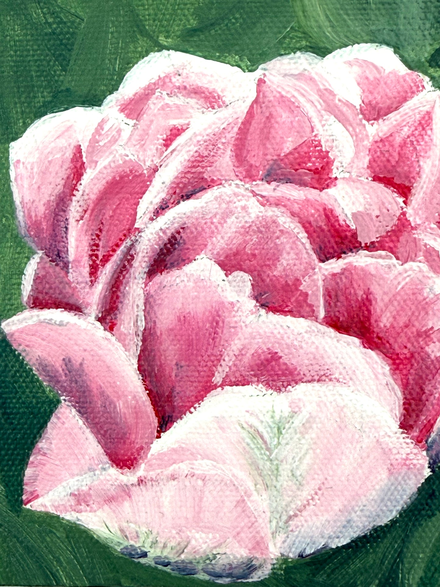 Pink Tulip Blossom Floral Painting - Original Acrylic Art, 5x5"