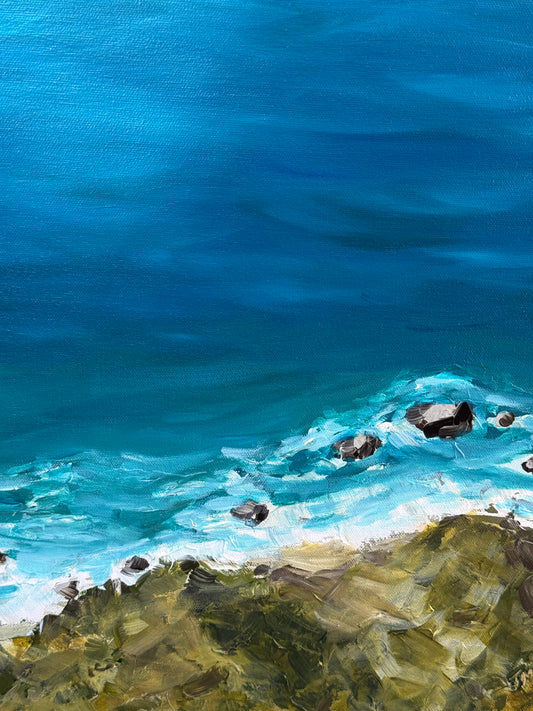 Big Sur Pacific Ocean View Seascape Painting - Original Acrylic Art 18x24"