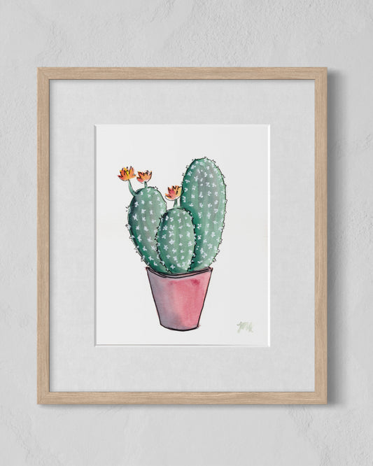 Hedgehog Cactus Watercolor Fine Art Print