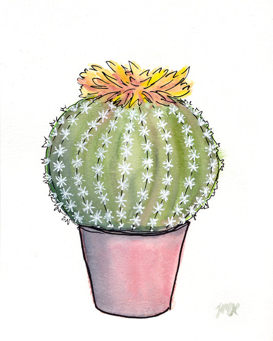 Barrel Cactus Watercolor Fine Art Print