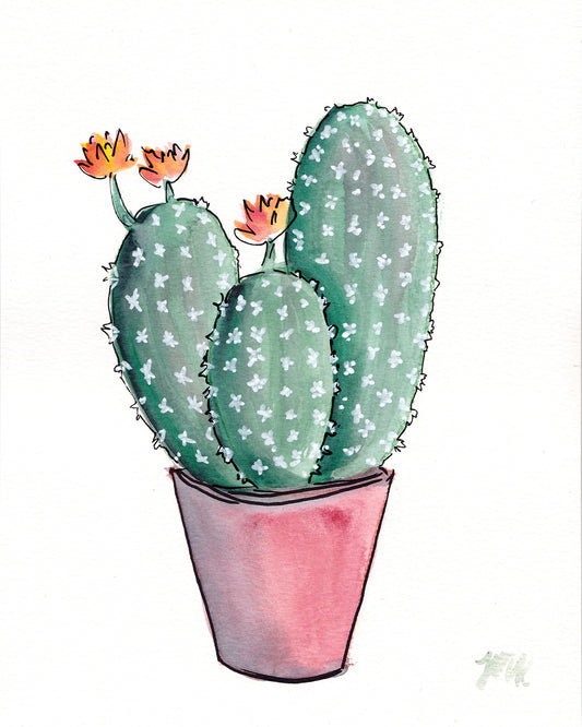 Hedgehog Cactus Watercolor Fine Art Print