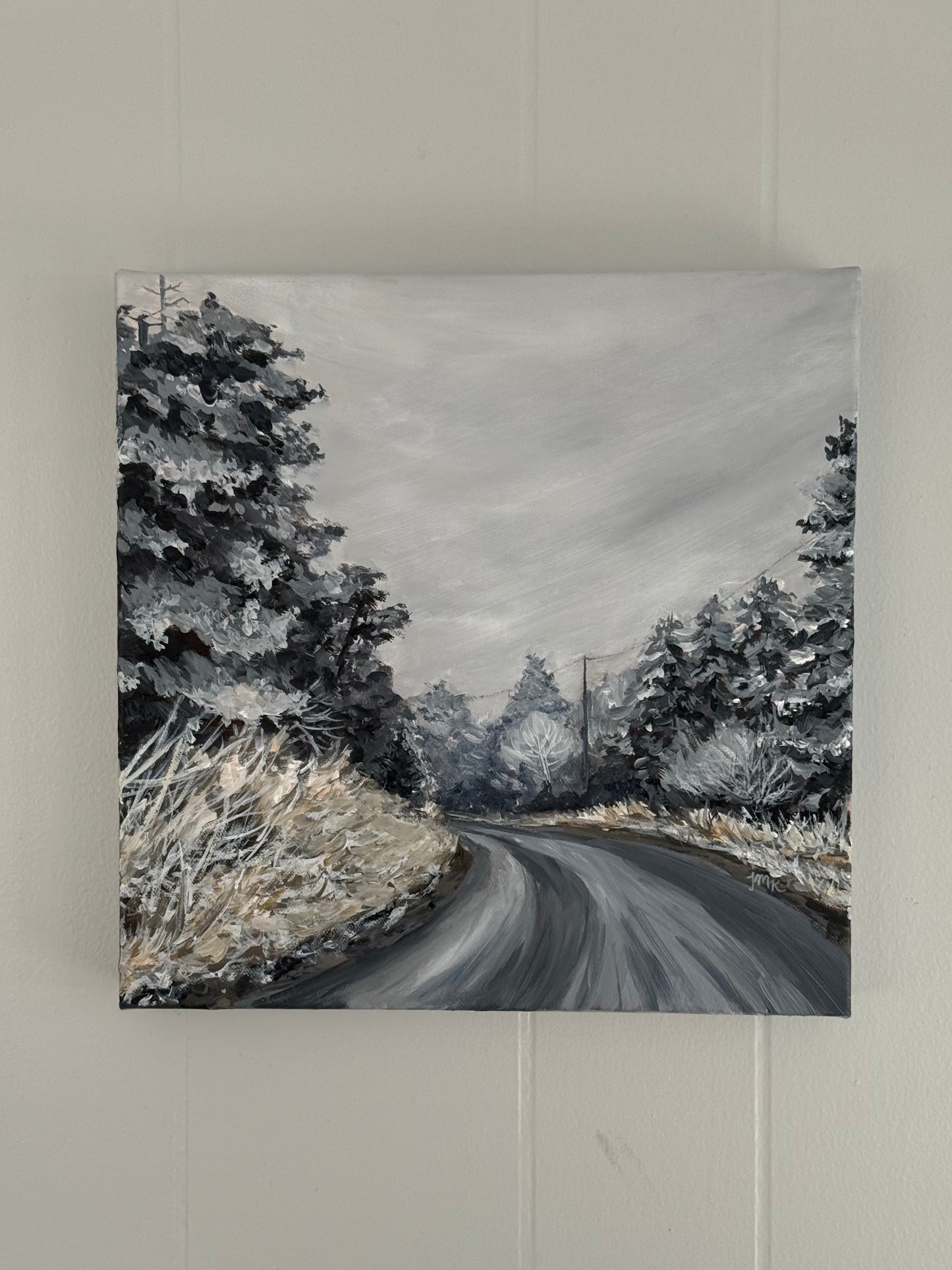 Snowy Mount Rogers Landscape - 12x12" Original Acrylic Painting