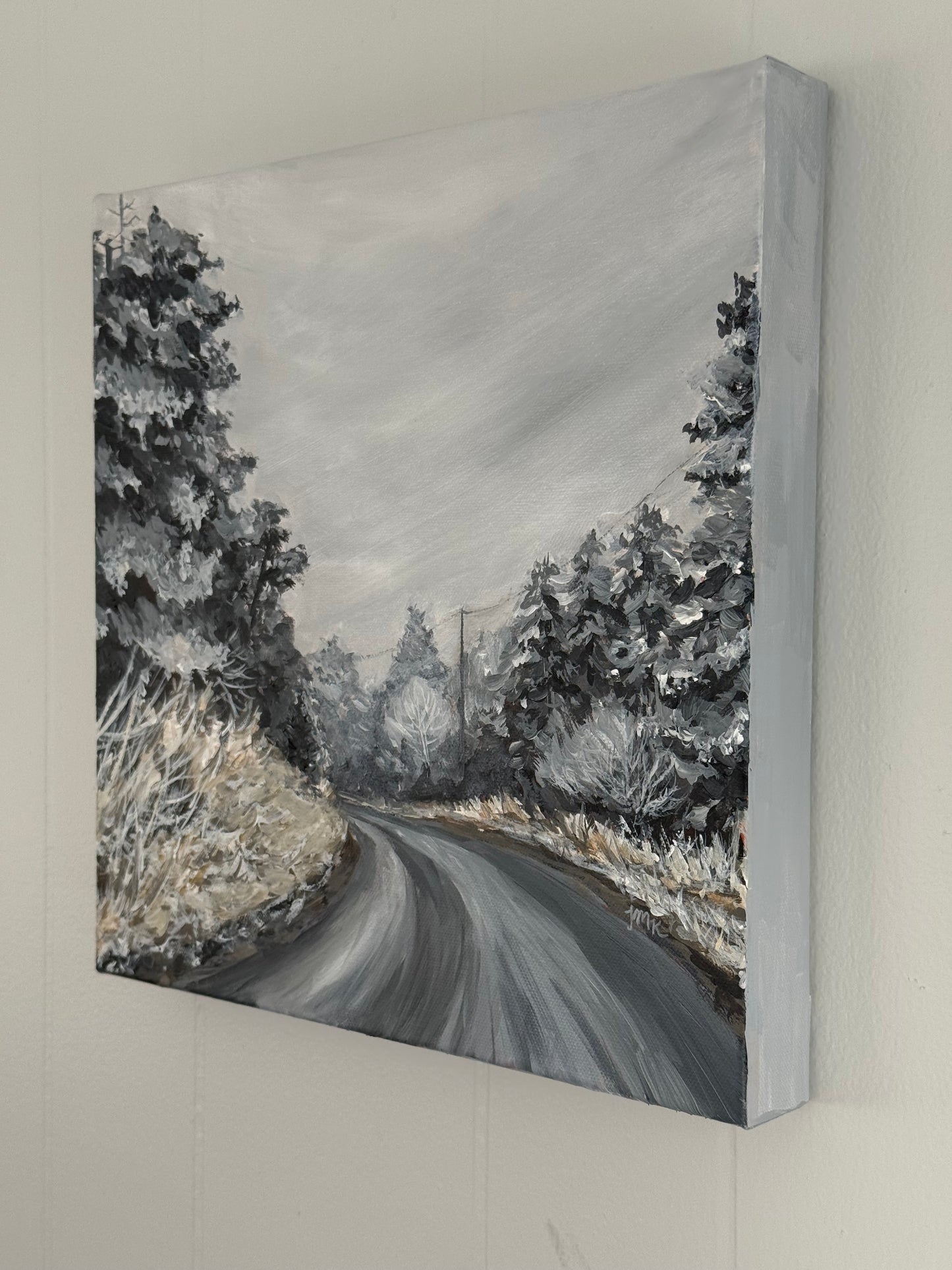 Snowy Mount Rogers Landscape - 12x12" Original Acrylic Painting