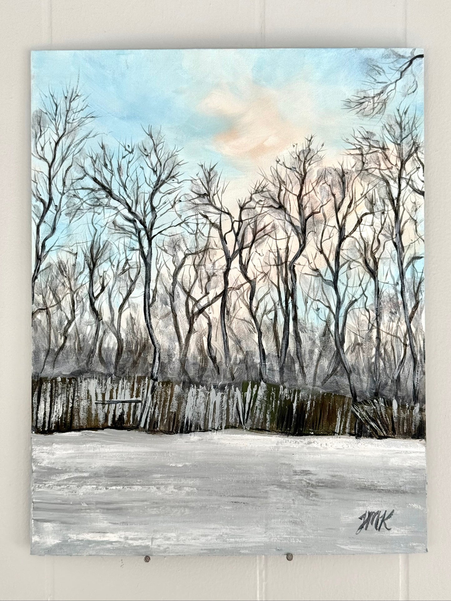 Winter Sunset Painting - 11x14" Original Acrylic Painting