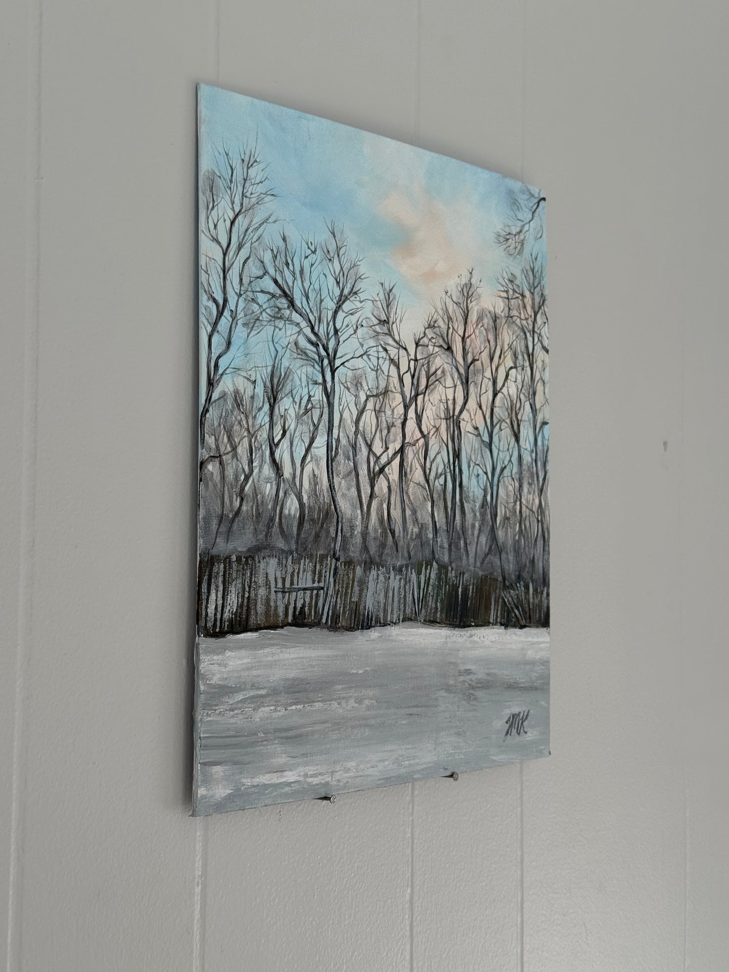 Winter Sunset Painting - 11x14" Original Acrylic Painting