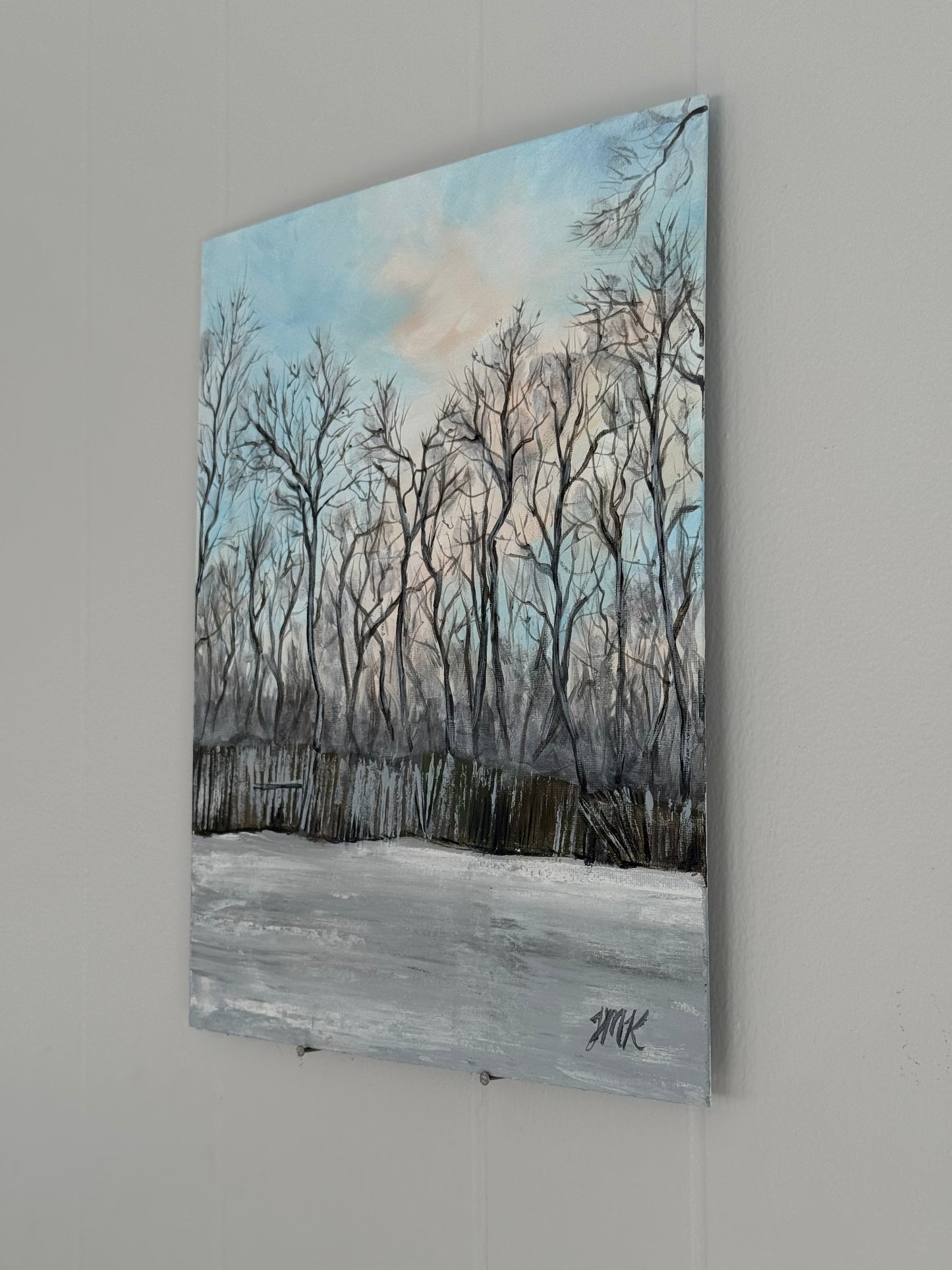 Winter Sunset Painting - 11x14" Original Acrylic Painting