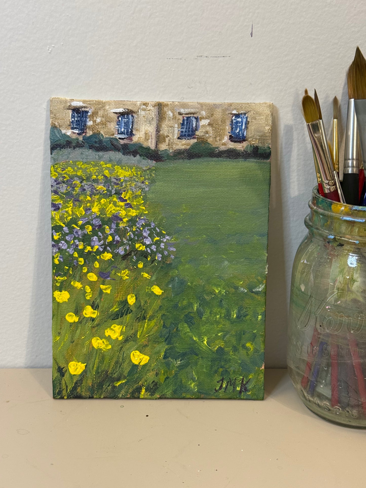 Cambridge Spring Flowers Original 5x7" Acrylic Painting