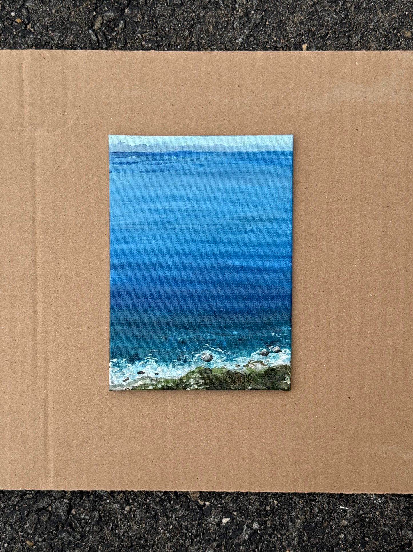 Big Sur Pacific Ocean View 5x7" Original Acrylic Painting