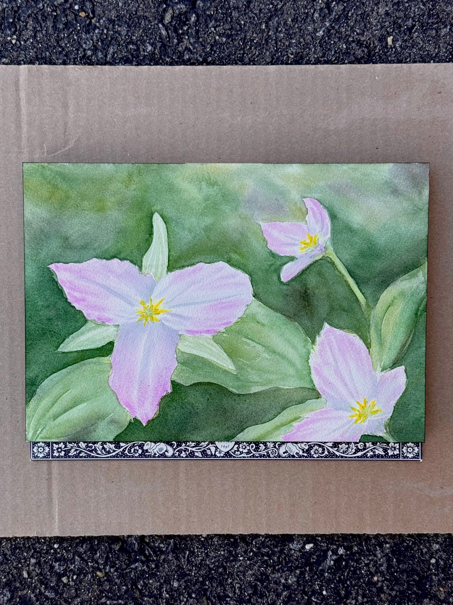 Trillium Grandiflorum 7x10" Original Watercolor Painting