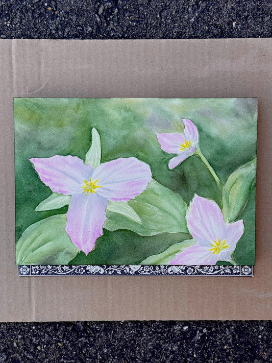 Trillium Grandiflorum 7x10" Original Watercolor Painting