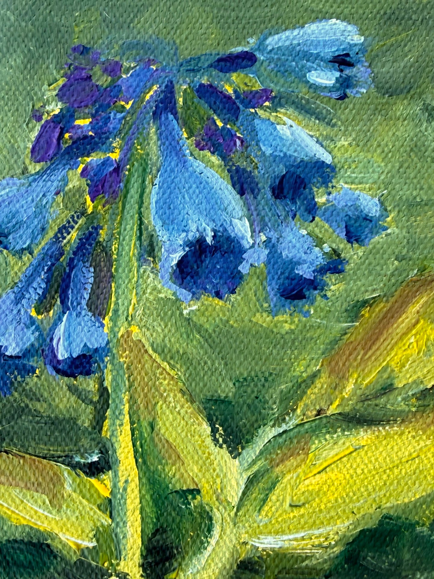 Virginia Bluebells Framed Original 5x5" Acrylic Painting