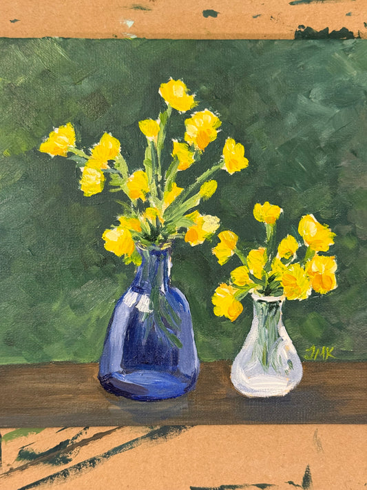 Buttercups Original 8x8" Original Framed Acrylic Painting