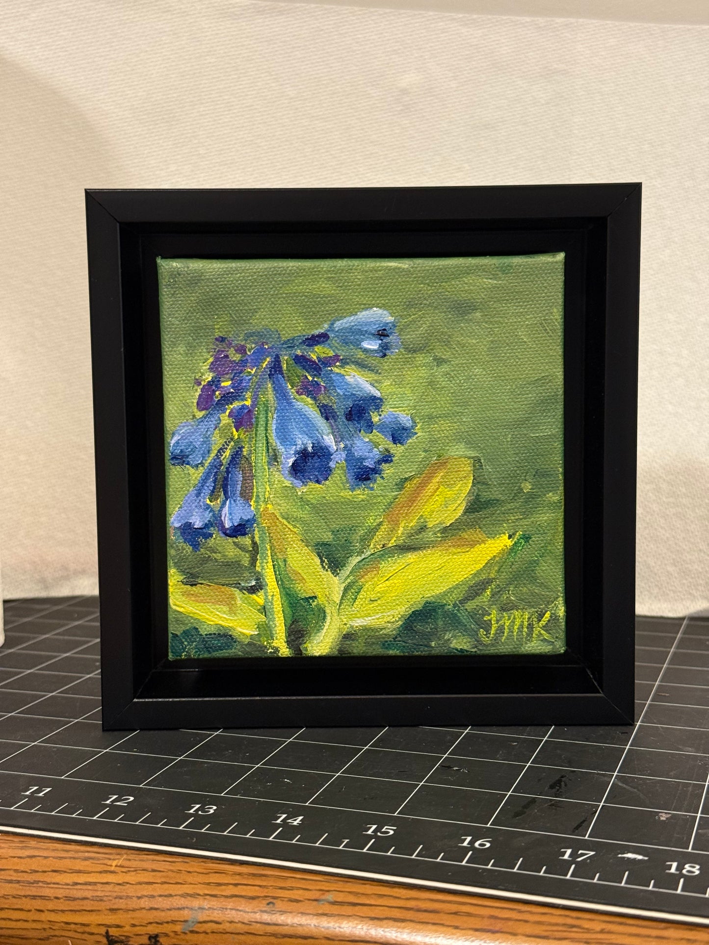 Virginia Bluebells Framed Original 5x5" Acrylic Painting