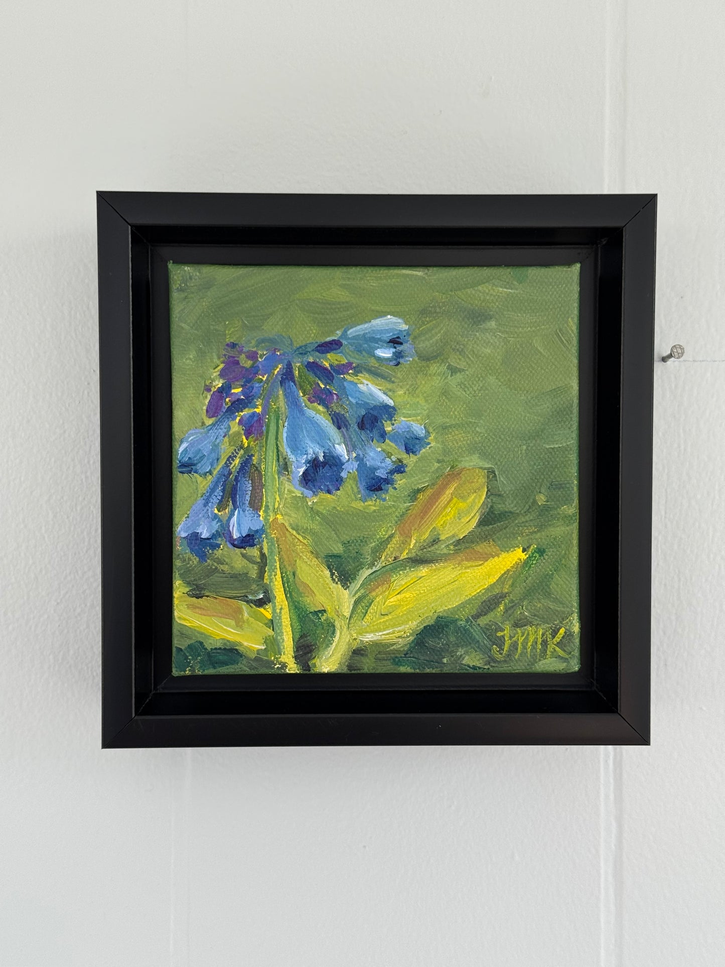 Virginia Bluebells Framed Original 5x5" Acrylic Painting