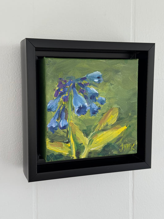 Virginia Bluebells Framed Original 5x5" Acrylic Painting