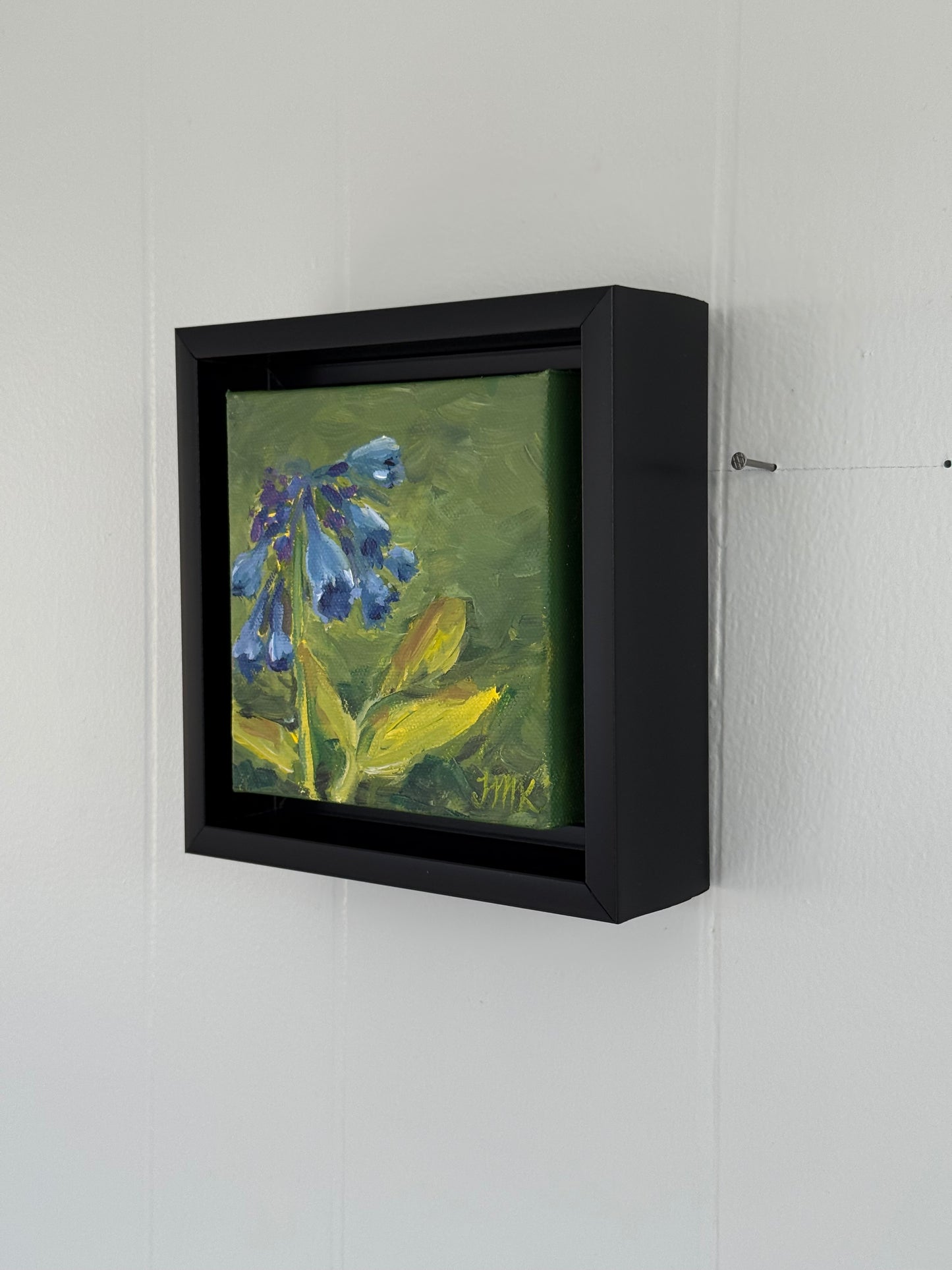 Virginia Bluebells Framed Original 5x5" Acrylic Painting
