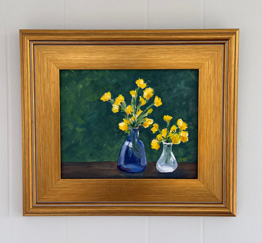 Buttercups Original 8x8" Original Framed Acrylic Painting