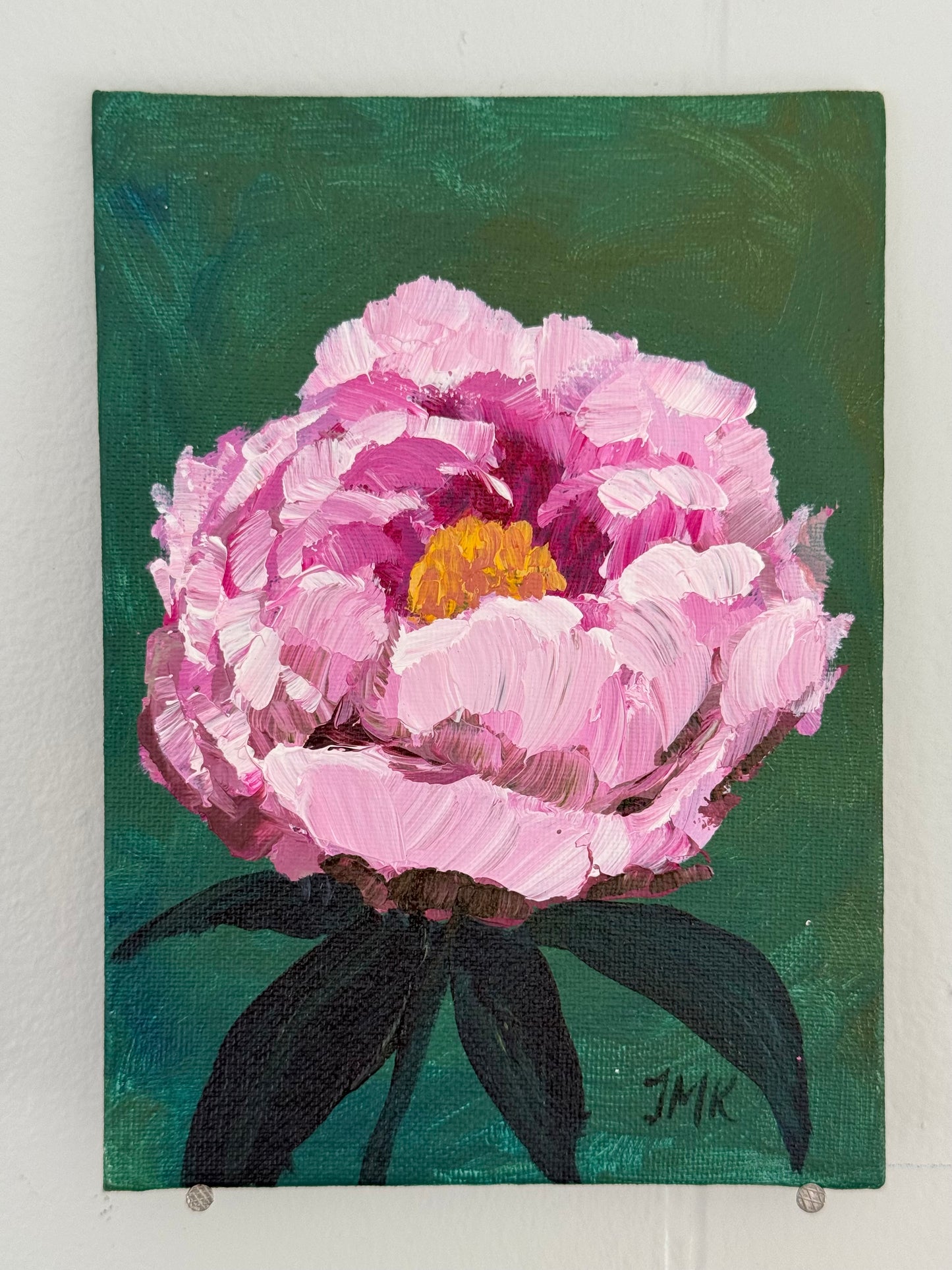 Original Pink Peony 5x7" Acrylic Painting