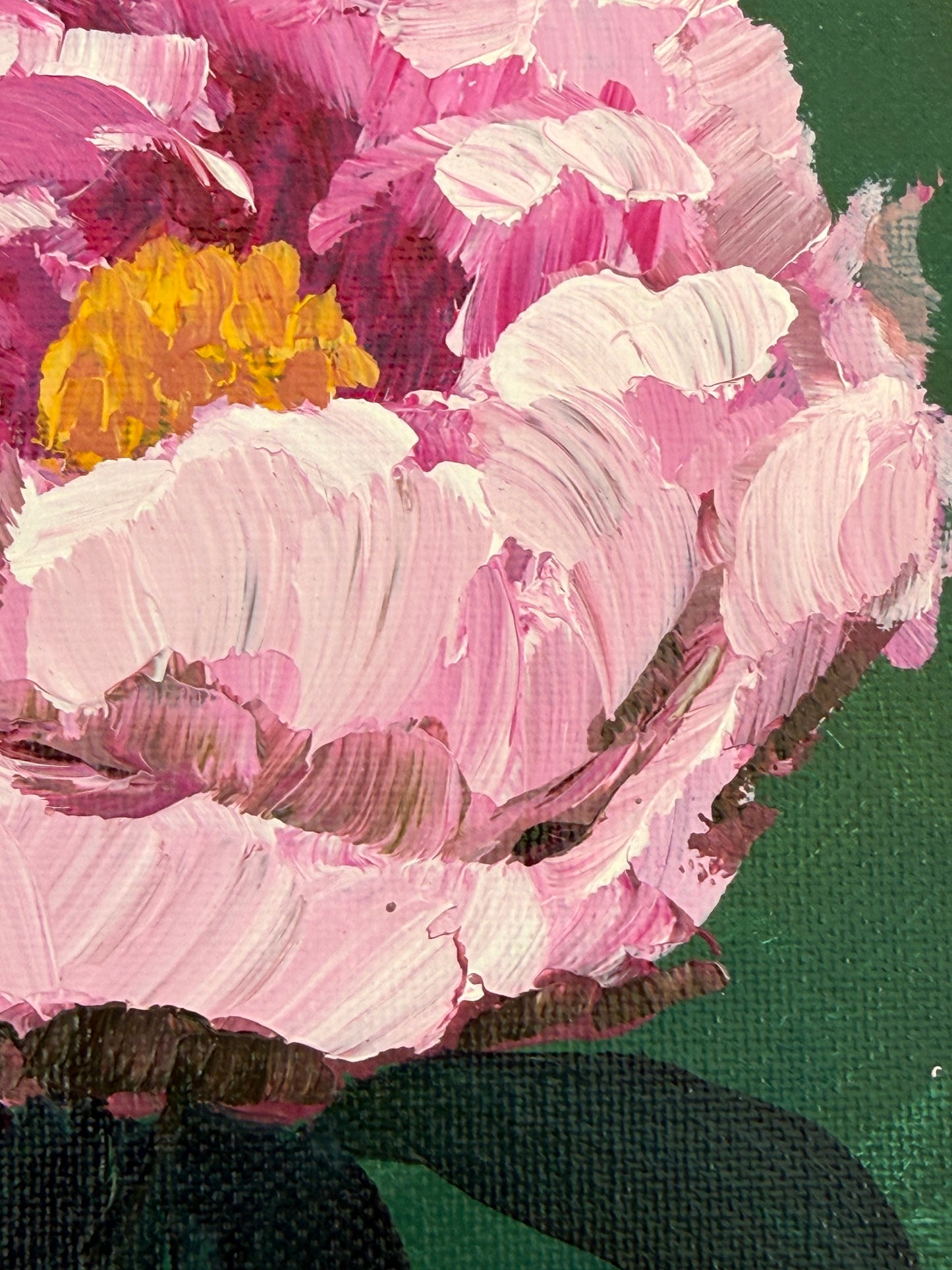 Original Pink Peony 5x7" Acrylic Painting