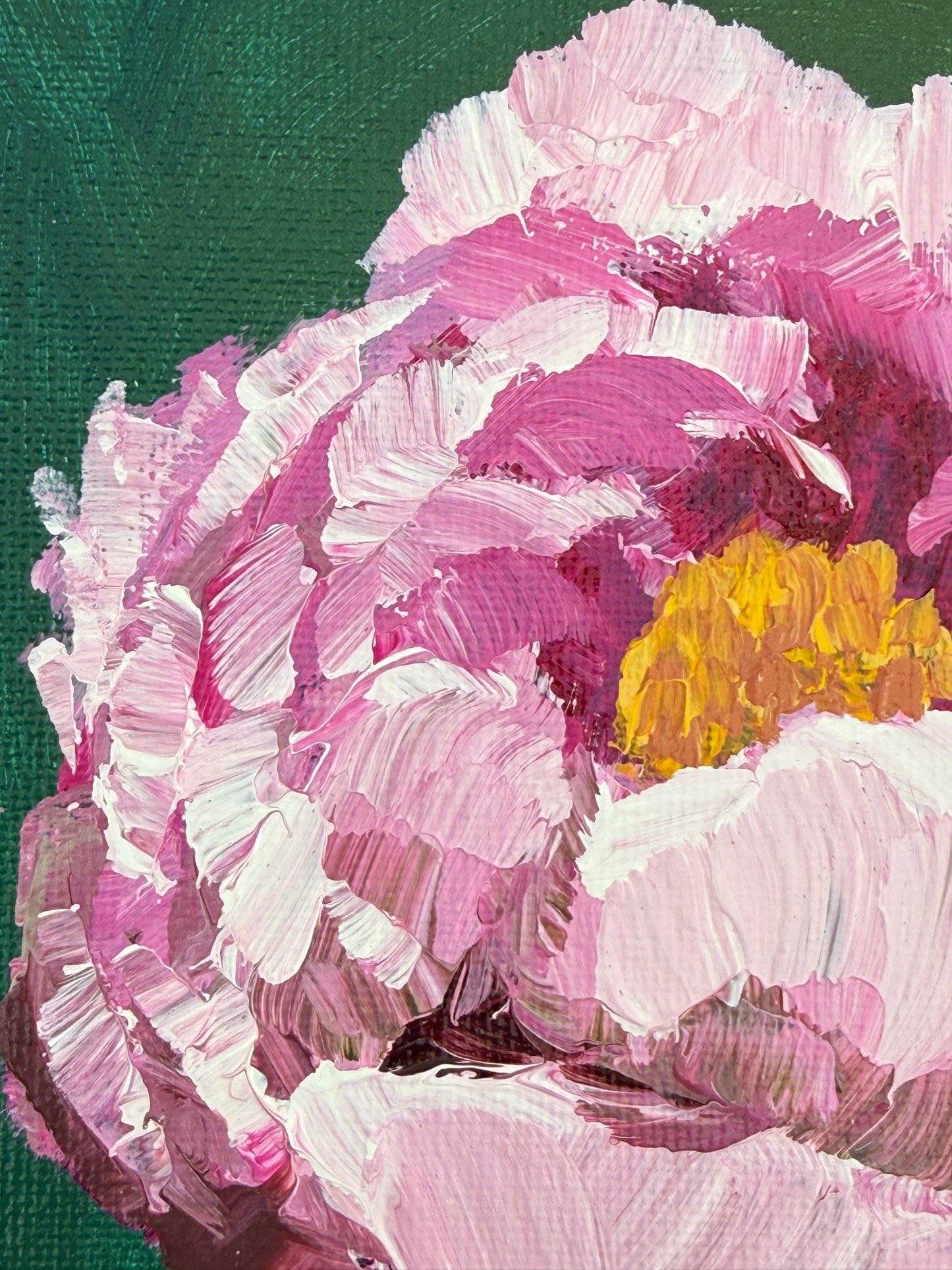 Original Pink Peony 5x7" Acrylic Painting