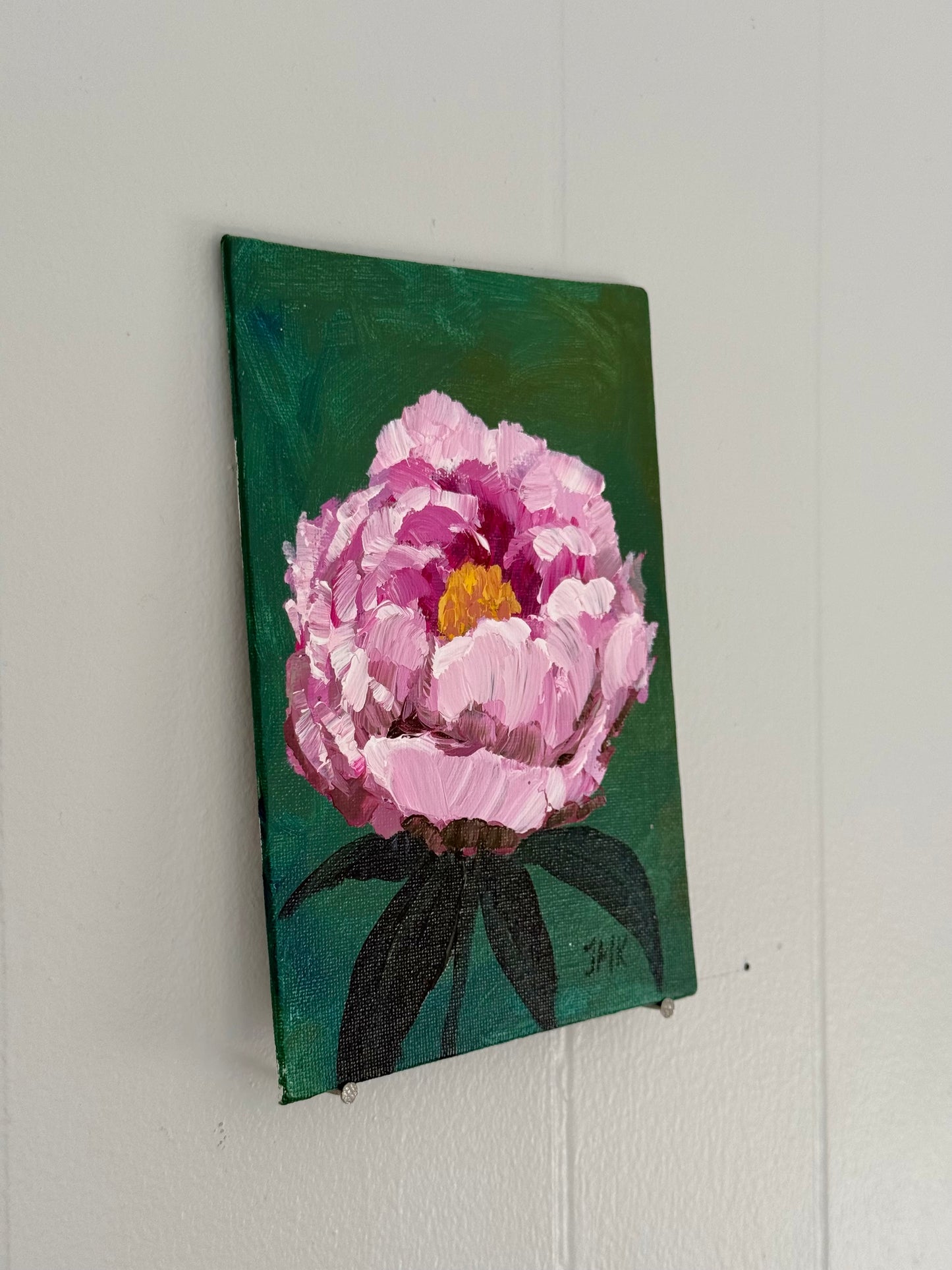 Original Pink Peony 5x7" Acrylic Painting