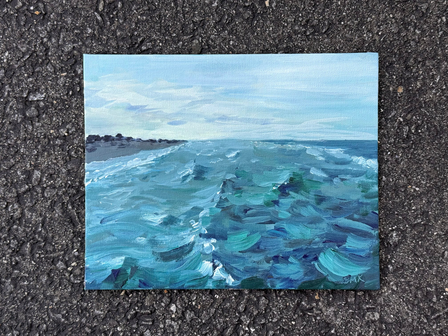 Evening View from the Pier, Outer Banks - 8x10" Coastal Original Acrylic Painting