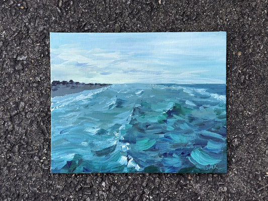 Evening View from the Pier, Outer Banks - 8x10" Coastal Original Acrylic Painting