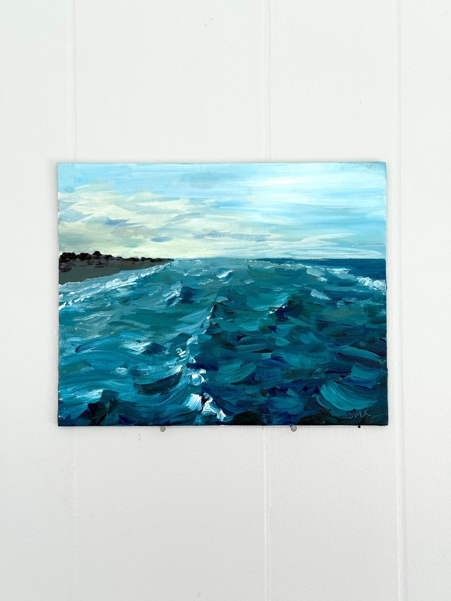 Evening View from the Pier, Outer Banks - 8x10" Coastal Original Acrylic Painting