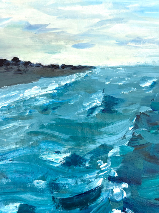 Evening View from the Pier, Outer Banks - 8x10" Coastal Original Acrylic Painting