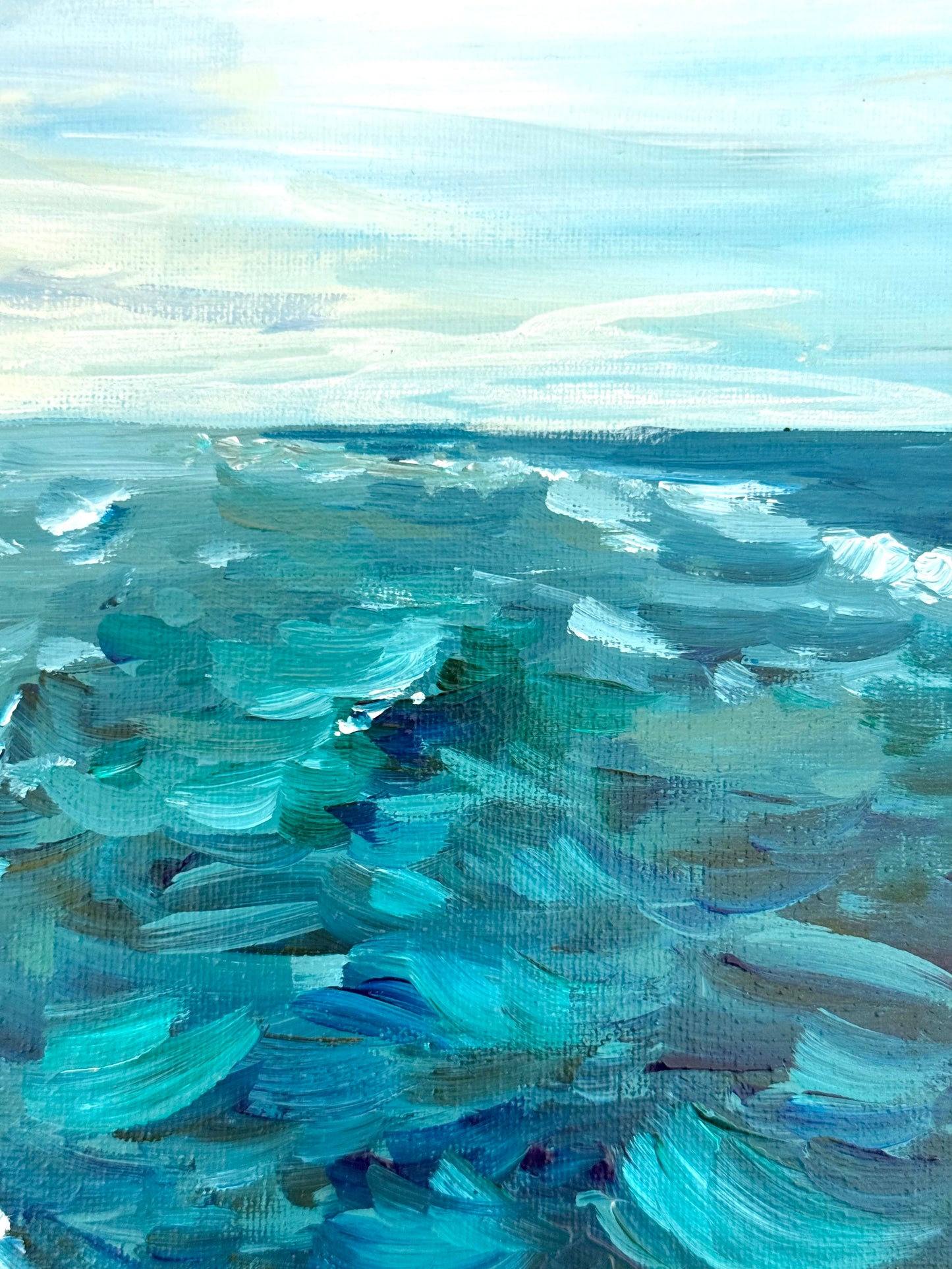 Evening View from the Pier, Outer Banks - 8x10" Coastal Original Acrylic Painting