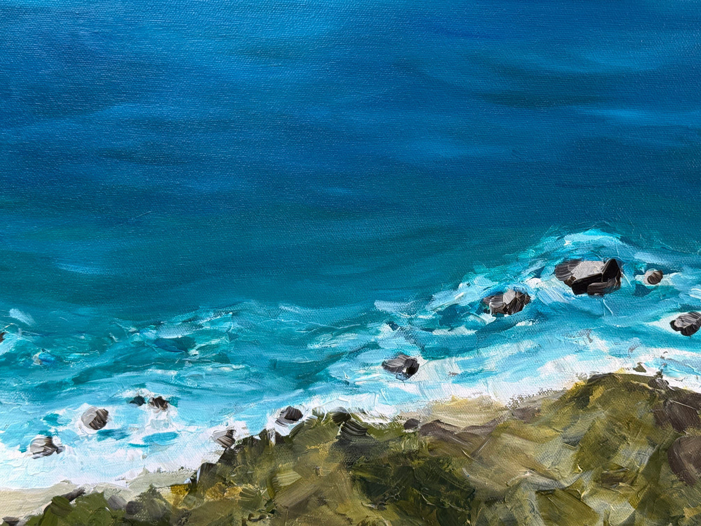 Big Sur Pacific Ocean View Seascape Painting - Original Acrylic Art 18x24"