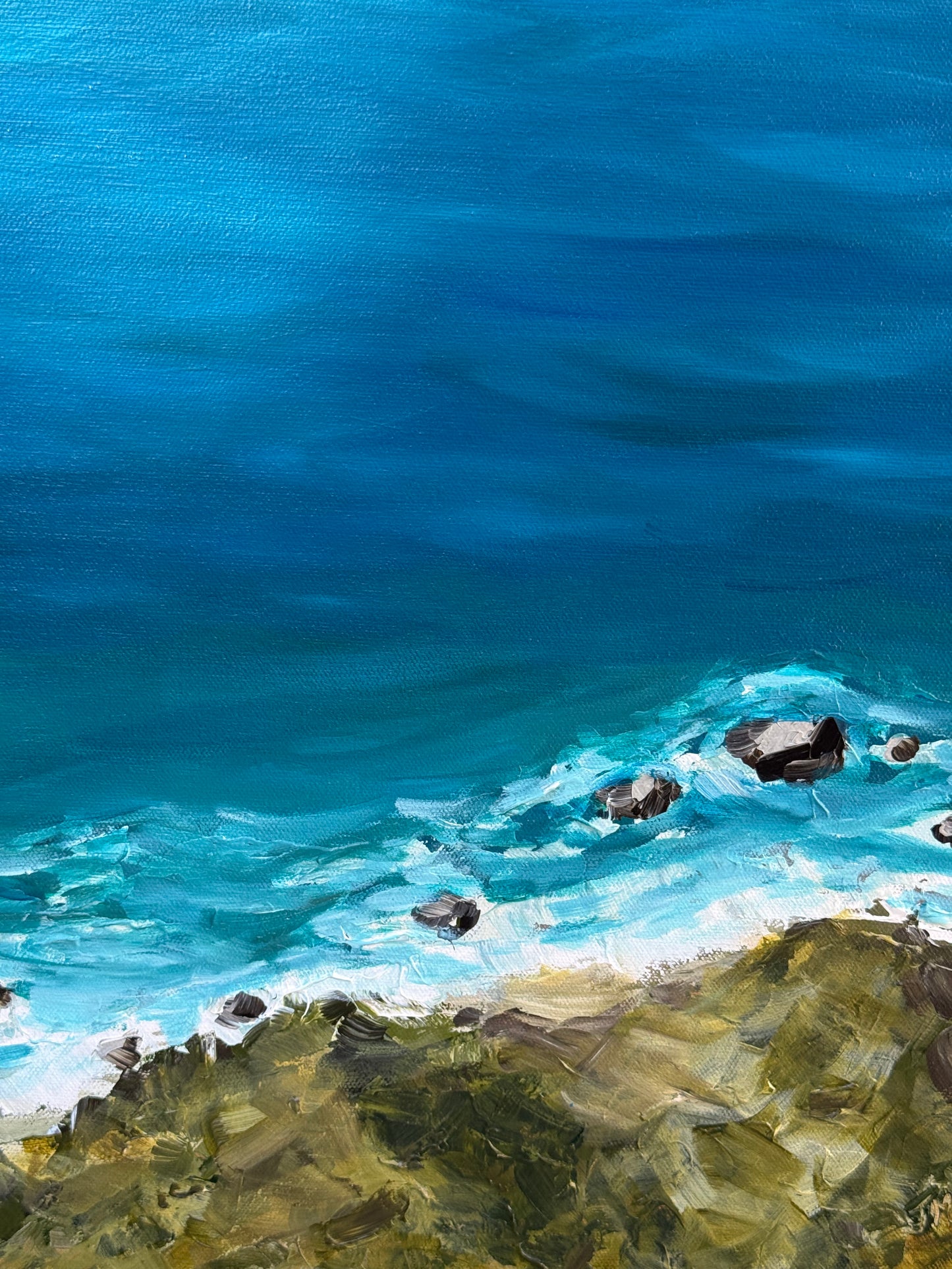 Big Sur Pacific Ocean View Seascape Painting - Original Acrylic Art 18x24"