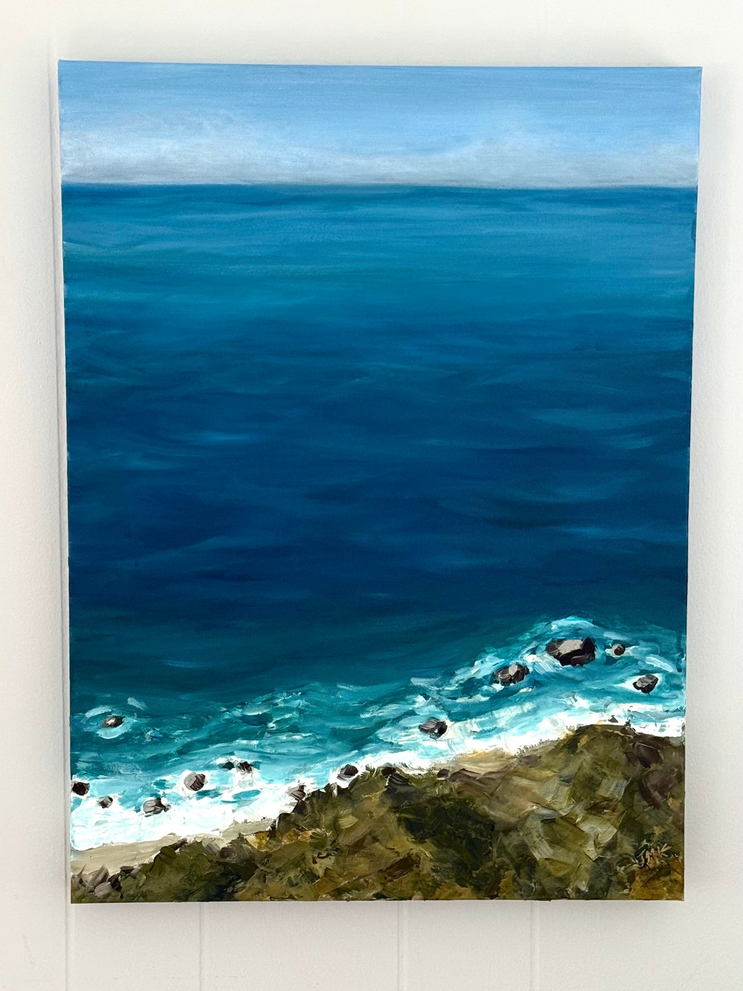 Big Sur Pacific Ocean View Seascape Painting - Original Acrylic Art 18x24"