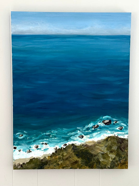 Big Sur Pacific Ocean View Seascape Painting - Original Acrylic Art 18x24"