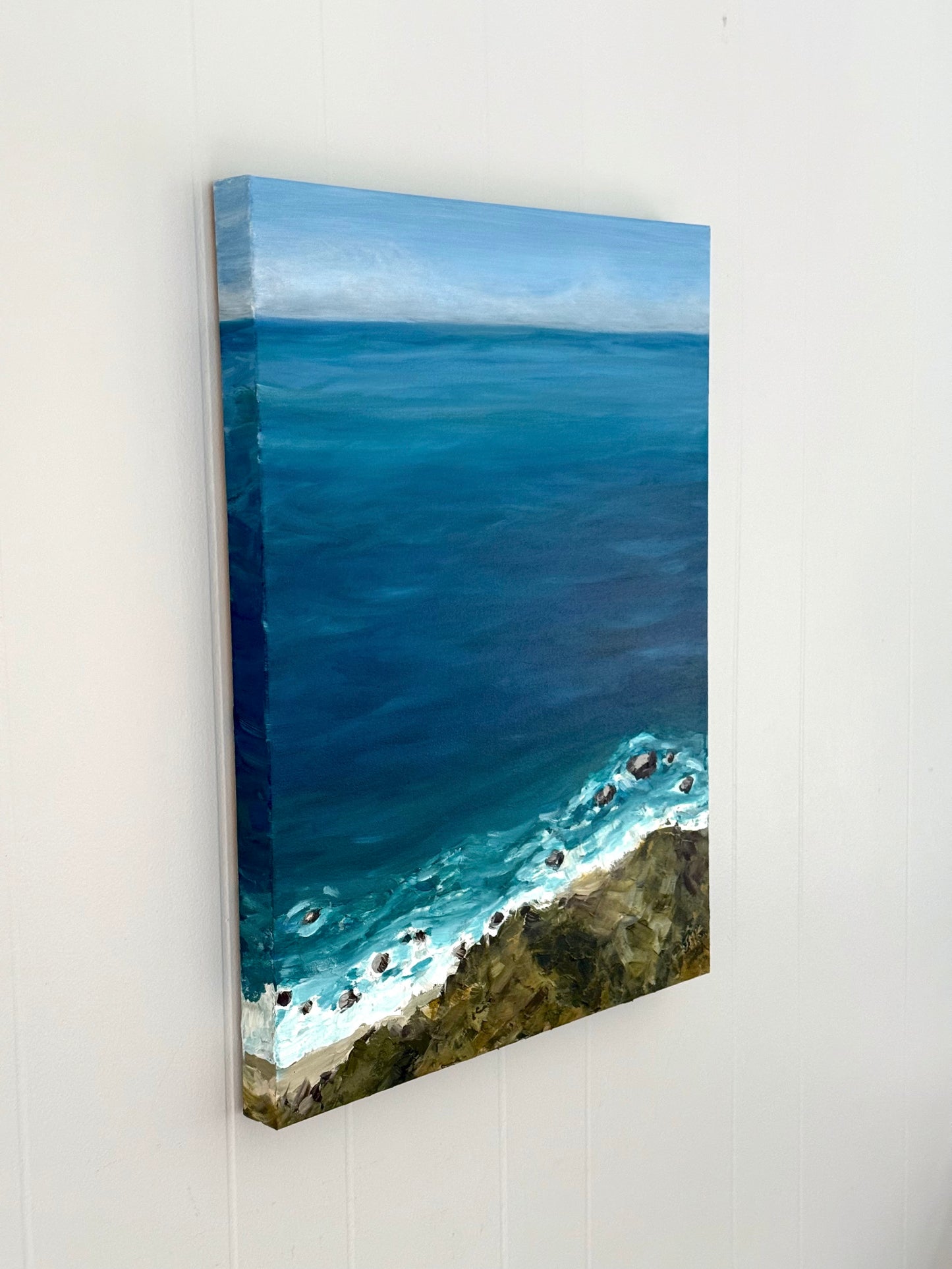Big Sur Pacific Ocean View Seascape Painting - Original Acrylic Art 18x24"