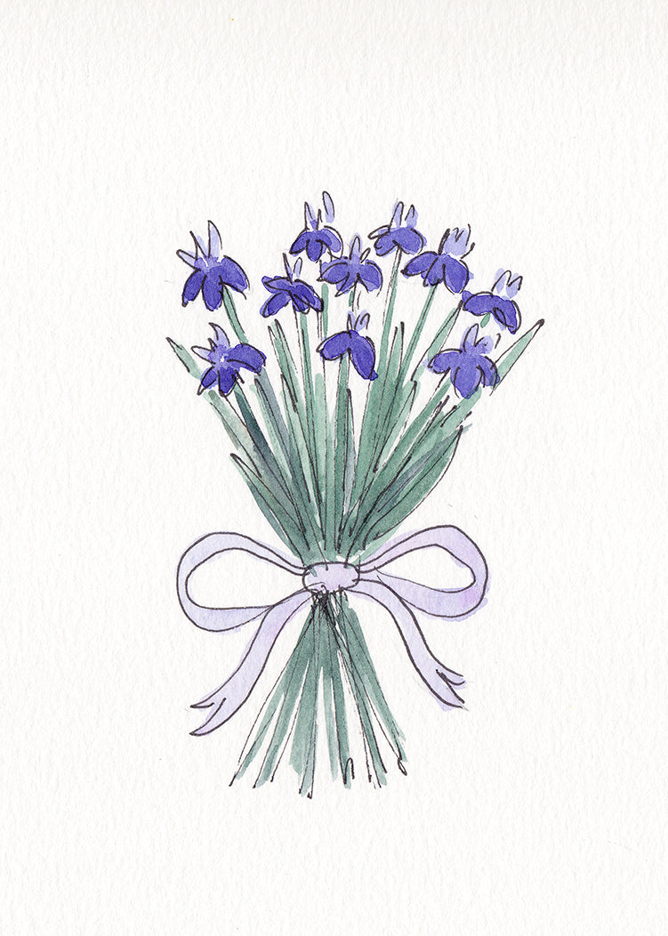 Purple Irises Watercolor Bouquet - Print