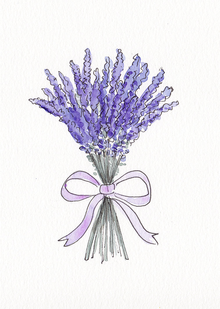 Purple Lavender Watercolor Bouquet - Print