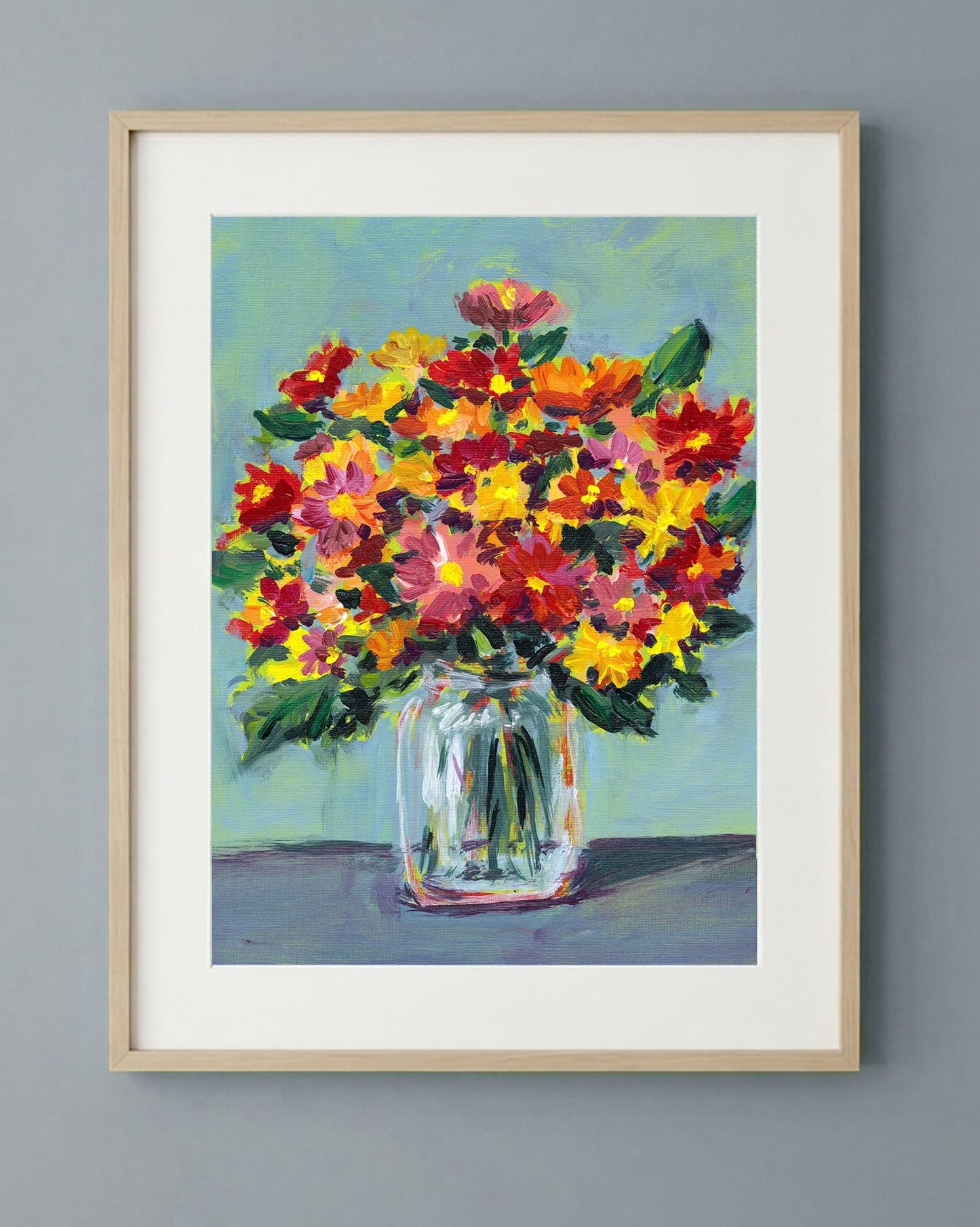 Summer Harvest Bouquet - Original 8x10" Acrylic Floral Painting on Paper