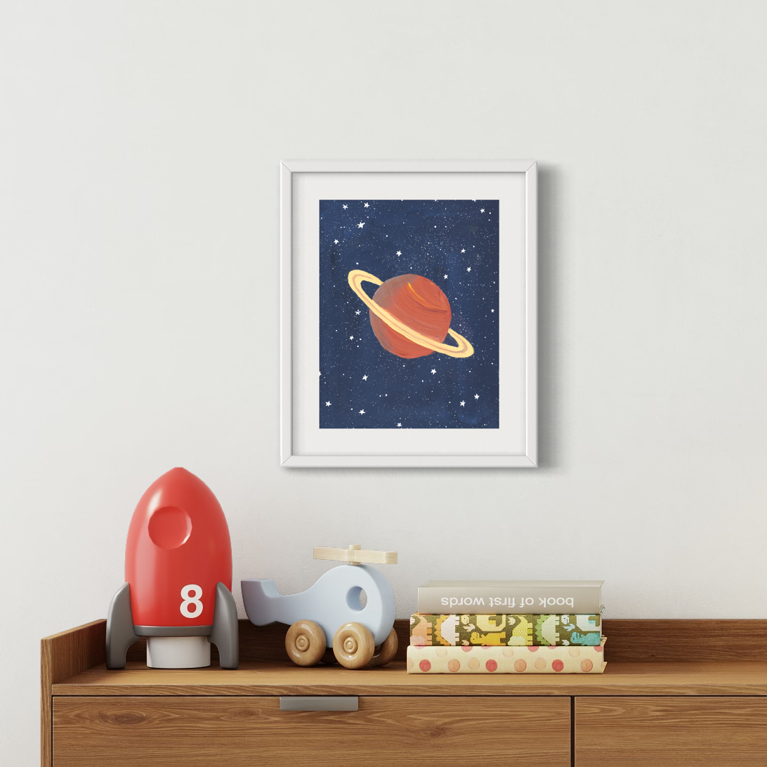 Saturn and Stars Fine Art Print