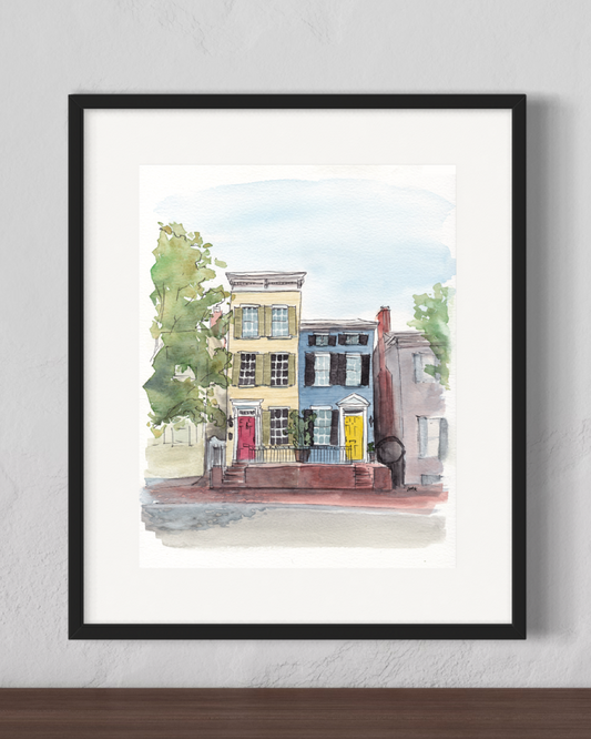 Old Town Alexandria Lee Street Homes - Watercolor Fine Art Print
