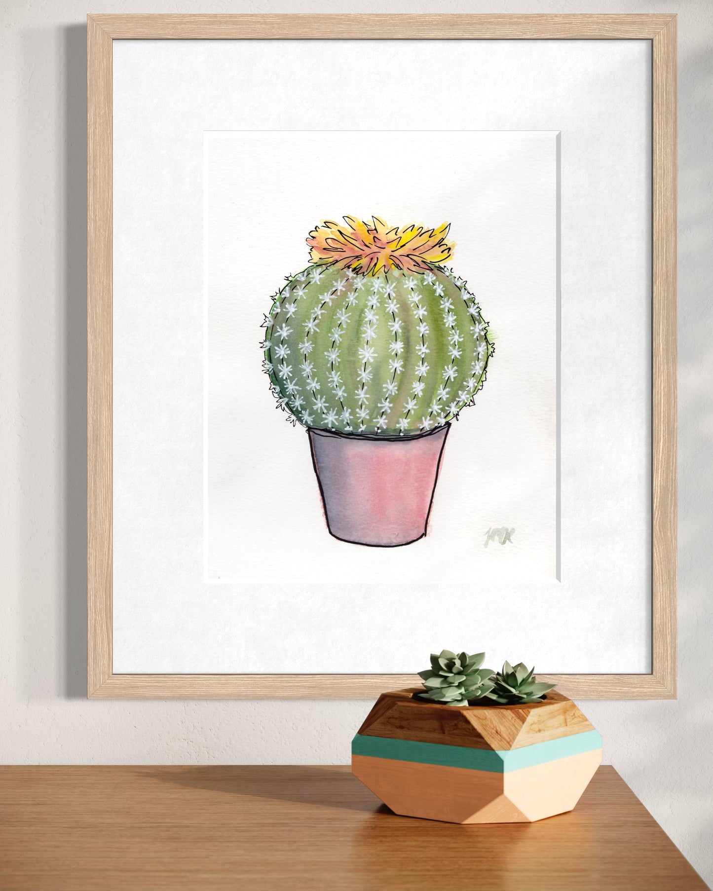 Barrel Cactus Watercolor Fine Art Print