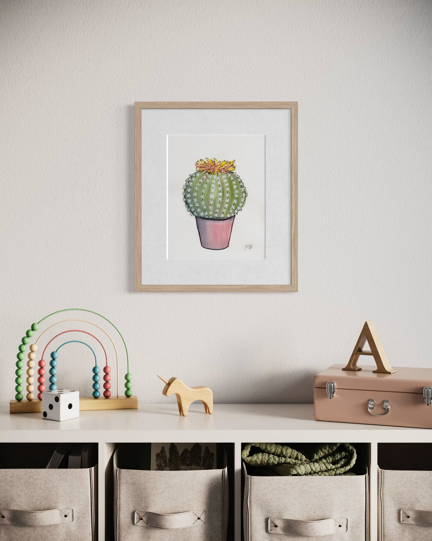 Barrel Cactus Watercolor Fine Art Print
