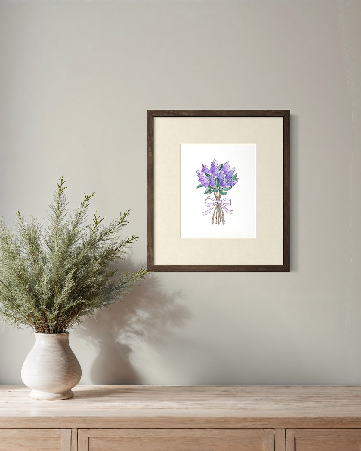 Purple Lilacs Watercolor Bouquet - Print