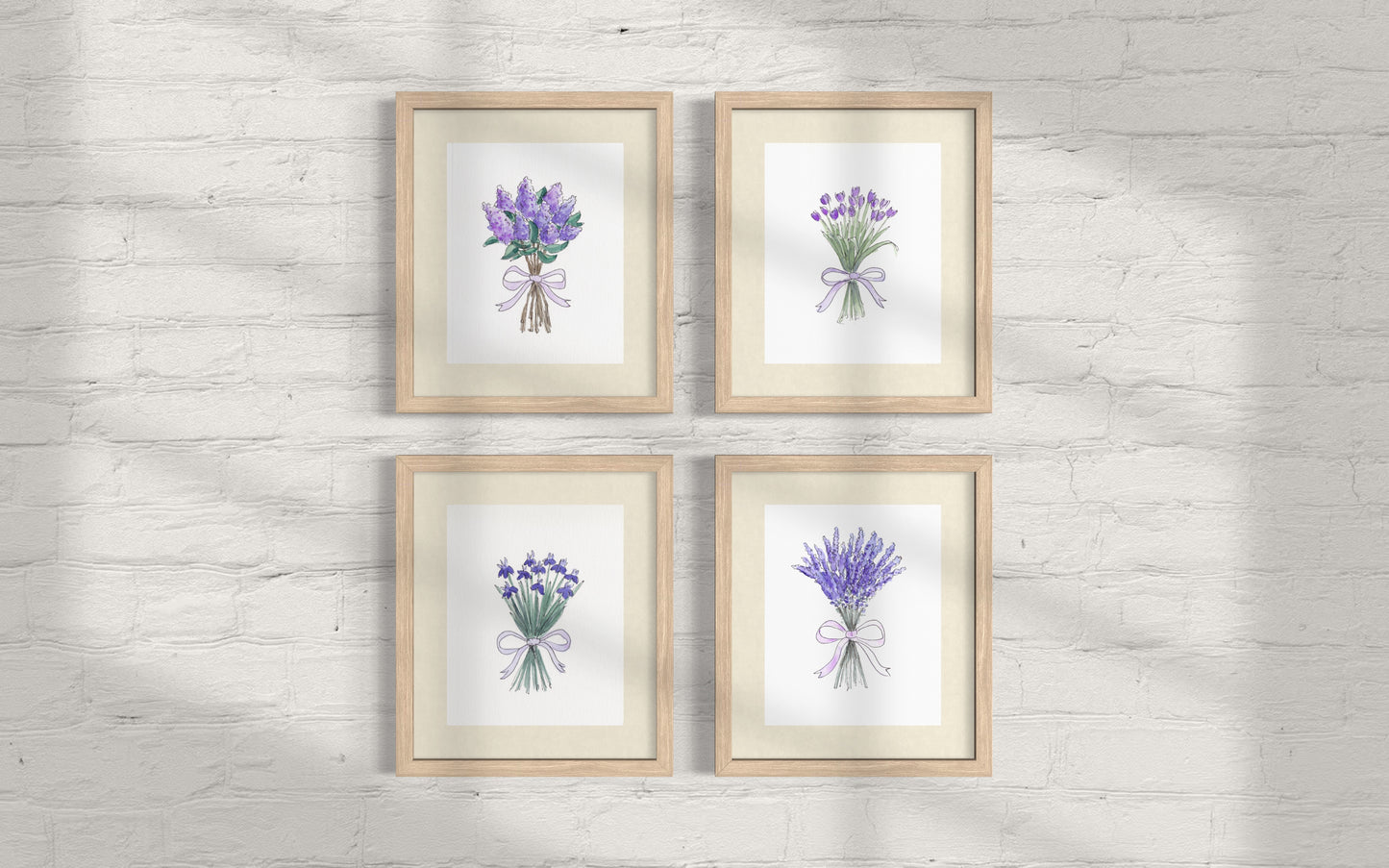 Purple Lilacs Watercolor Bouquet - Print