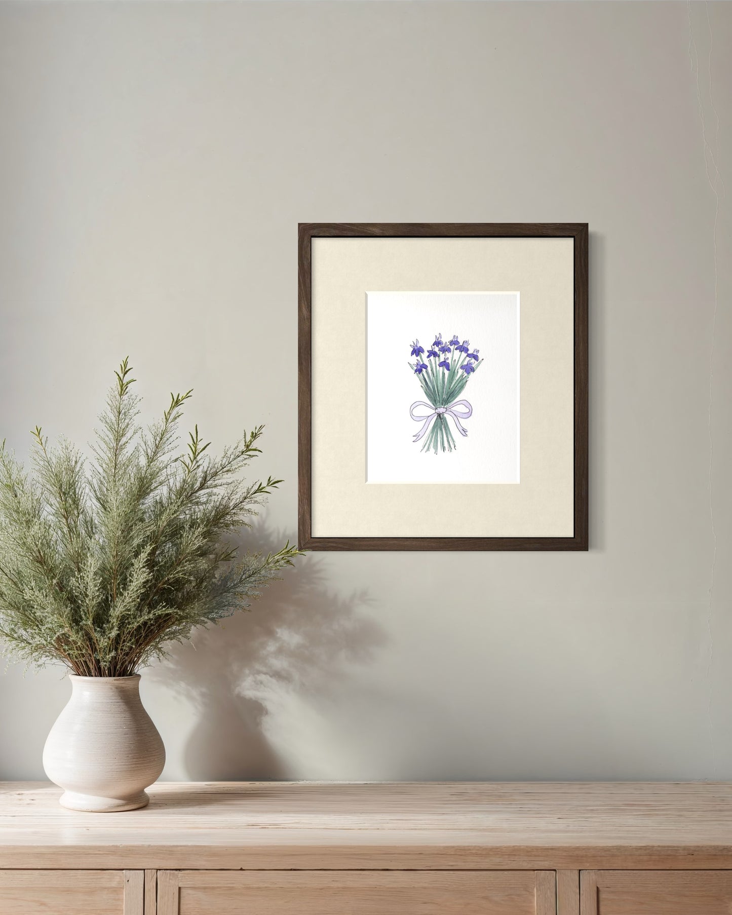 Purple Irises Watercolor Bouquet - Print
