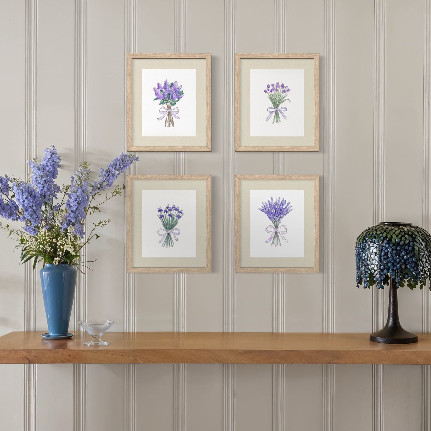Purple Lilacs Watercolor Bouquet - Print